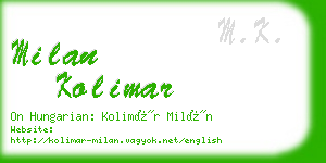 milan kolimar business card
